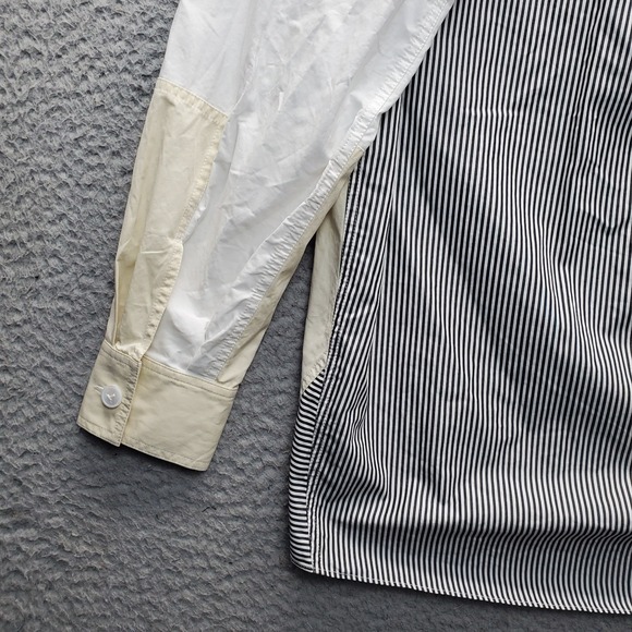 LAFAYETTE 148 New York Shirt Womens XS Multi Colorblock Striped Collar Button Up - Picture 9 of 11